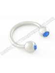 Stainless Steel Circular Barbell with Gem