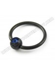 Black Steel Captive Ring With Gem