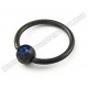 Black Steel Captive Ring With Gem