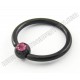 Black Steel Captive Ring With Gem