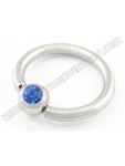 Stainless Steel Captive Ring With Gem