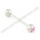 Stainless Steel Straight Barbell With Gem